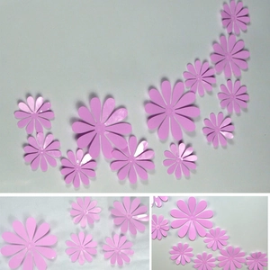 Detail of pink 3D butterfly wall stickers in various sizes for DIY home decoration