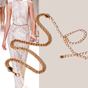 Minimalist Gold Metal Corn Link Waist Chain For Women Fashion Dress Decoration Adjustable Body Chain Accessory