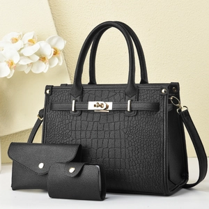 Women Crocodile Embossed PU Leather Handbags Including Tote Envelope Wallet And Card Holder With Gold Tone Hardware