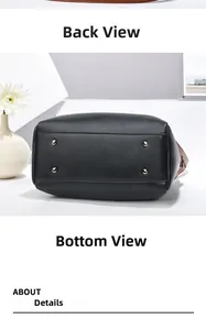 Détail du fond du sac en cuir litchi avec quatre clous de protection en métal argenté