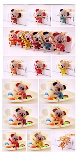 Close-up of sparkling rhinestone koala keychains in multiple vibrant color variants