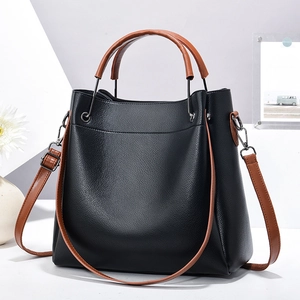 Sac Seau Pour Femmes Motif Lychee Cuir PU Grande Capacité Couleur Contrastée Sac À Main Bandoulière Style Mode Simple