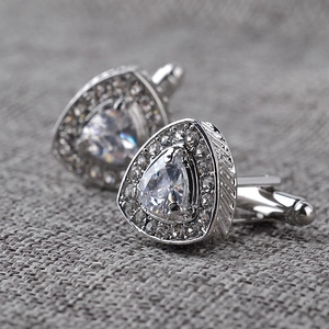 French Shirt Cufflinks Crystal Rhinestone Geometric Inlaid Alloy Business Wedding Formal Jewelry For Men