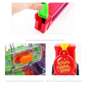 Electric toy train for automatic domino laying with light function and colorful blocks