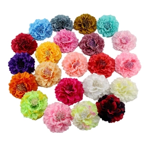 Colorful artificial peony flower clips in multiple colors for hair styling or DIY crafts