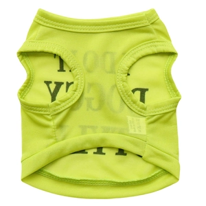 Close-up of neon green breathable mesh dog vest with high-quality stitching detail