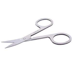 Polished stainless steel curved tip beauty scissors for eyebrow and nose hair trimming