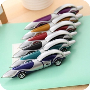 Creative racing car shaped ballpoint pens in multi-color silver plastic for students