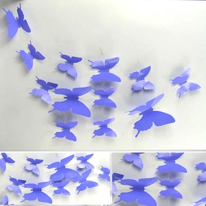 Set of 12 purple 3D butterfly wall stickers in various sizes for DIY home decoration