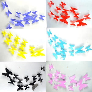 3D Butterfly Flower Wall Stickers PVC Removable DIY Art Decor For Home Bedroom Living Room Glossy