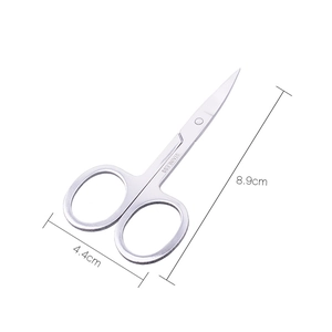Polished 8.9cm stainless steel multipurpose beauty and eyebrow scissors with dimensions