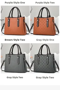 Detailed grid view showing faux crocodile texture and geometric print tote bags with handles