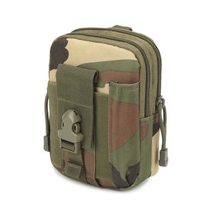 Tactical camouflage waist bag for 6-inch phones with canvas fabric and secure buckles