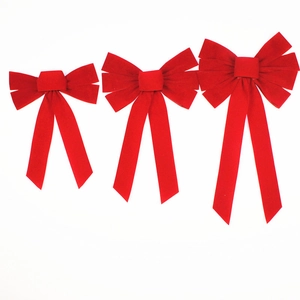 Grande Fiocco di Natale in Velluto Rosso Puntale per Albero Ornamento Sospeso per Decorazione Casa Festa Festival Matrimonio
