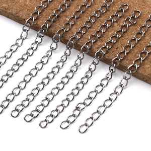 Macro detail of high-quality stainless steel curb chain links for DIY jewelry extensions