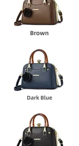 Detailed comparison of brown, blue, and black crossbody bags with lychee grain leather
