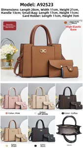 Vue détaillée de l'ensemble de sacs 3 pièces pour femmes avec texture en simili cuir chic