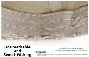 Detailed close-up of the breathable sweatband and stitching inside the canvas sun hat