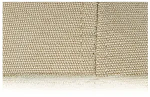 Detailed close-up of the fine stitching and thick khaki canvas texture of the baseball cap