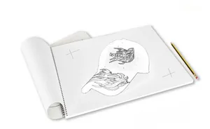 Detailed designer sketch of a sports fashion canvas baseball cap on a spiral notebook