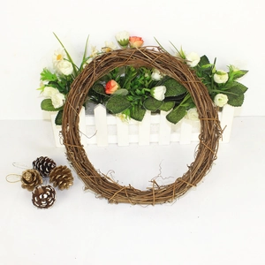 Natural round rattan wreath for DIY Christmas crafts and home wall hanging decor