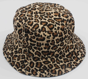 Leopard Print Bucket Hat Reversible Sun Protection Cotton Polyester Fashion Foldable Fisherman Cap For Adults Unisex