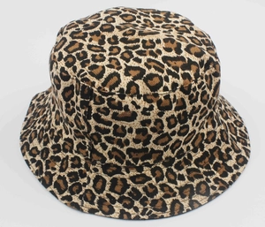 Summer leopard print bucket hat with a stylish flat brim for women and men