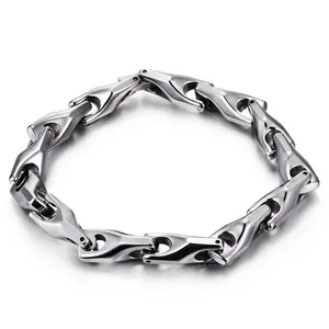 Men Tungsten Steel Bracelet Industrial Mechanical Style Geometric Link Chain Polished Metal Masculine Jewelry