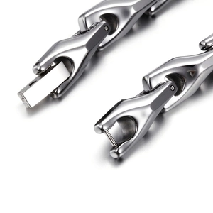 Polished tungsten steel bracelet with precision mechanical locking clasp for men