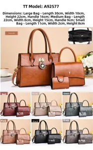 Spécifications détaillées des tailles pour l'ensemble de sacs à main en cuir PU grainé