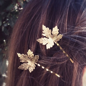 Minimalist Alloy Leaf Hair Clips For Women Gold Silver Rhinestone Branch Maple Leaf Bobby Pin Nature Hair Accessories