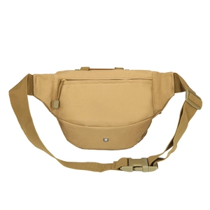 Khaki outdoor running waist bag with adjustable strap and durable zipper pocket