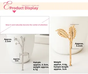 Detailed comparison of leaf-shaped hair clips in silver branch and golden leaf styles