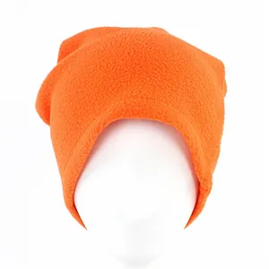 Detailed texture of vibrant orange fleece winter neck gaiter for outdoor warmth