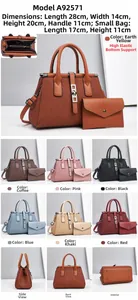 Detail view of stylish pleated PU leather tote bag set with metal buckle in seven colors