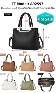 Detailed size guide and interior structure of the stylish litchi texture women's handbag