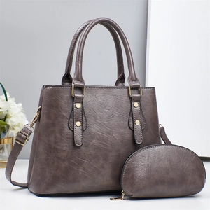 Women PU Leather Handbag And Pouch Litchi Grain Crossbody Tote With Gold Hardware Retro Versatile Elegant