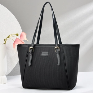 Sac Fourre-Tout Pour Femmes En Cuir PU Texture Plissée Verticale Grande Capacité Sac À Main Bandoulière Bureau Style Coréen