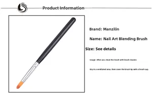 Detail of round head nail art ombre brush with black handle and orange bristles