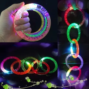 Glow-in-the-dark acrylic LED bubble bracelets in multiple colors for party favors