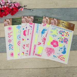 Waterproof luminous floral temporary tattoos with butterfly and heart patterns for arm decoration