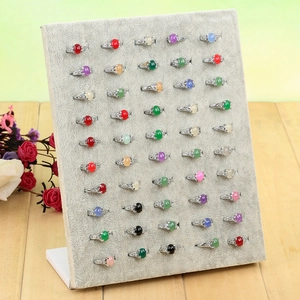 L-Shaped Ring Display Stand Multi Slot Velvet Jewelry Holder Showcase Storage Board Professional Countertop Organizer