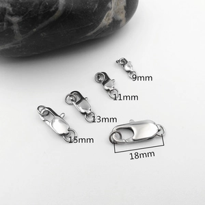 Various sizes of stainless steel lobster clasps from 9mm to 18mm for jewelry making