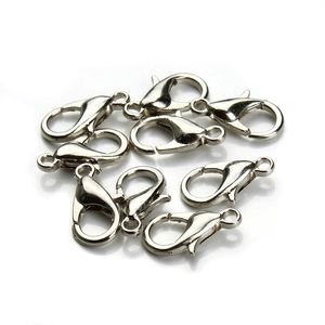 Bulk silver zinc alloy lobster clasps for DIY jewelry necklaces and bracelets