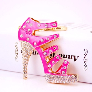 Fashion Zinc Alloy Rhinestone High Heel Shoe Keychain Cute Enamel Pendant Bag Charms Decorative Gift For Women Key Ring