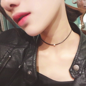 Collier Ras Du Cou Minimaliste En Cordon De Cuir Noir Avec Petit Pendentif Perle En Cuivre Argenté Pour Femmes Simple Chaîne De Clavicule