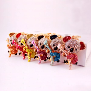 Sparkling crystal koala bear keychains in seven vibrant colors with gold metal rings