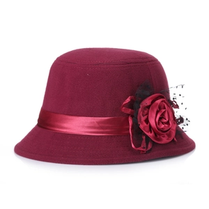 Chapeau Cloche Élégant Pour Femme Feutre De Laine Fedora Vintage Ruban Satin Floral Voile Résille À Pois