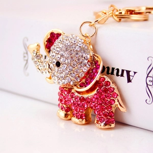 Cute Cartoon Rhinestone Elephant Keychain Metal Animal Pendant Sparkling Rhinestone Key Chain Women Bag Accessory Gift
