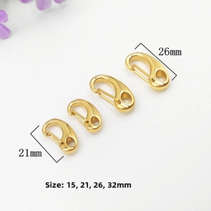 Four sizes of 18K gold plated stainless steel lobster clasps ranging from 15mm to 32mm